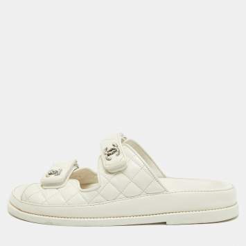 Dad Size 41 White Quilted Leat