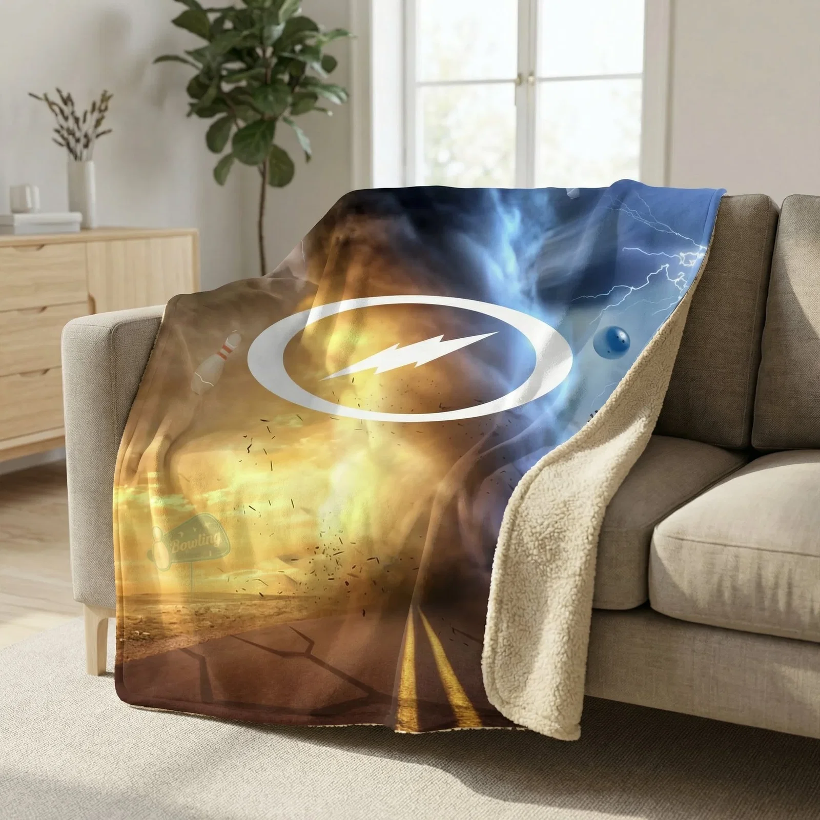 Image of Storm Lightning Tornado Sherpa Lined Throw Blanket