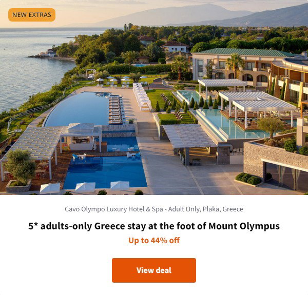 5* adults-only Greece stay at the foot of Mount Olympus