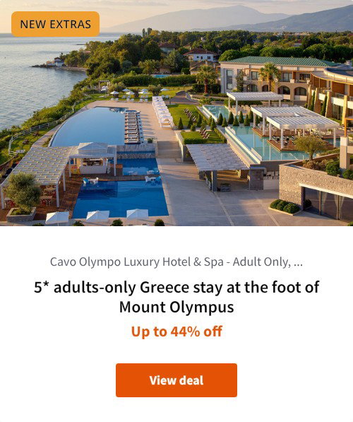5* adults-only Greece stay at the foot of Mount Olympus