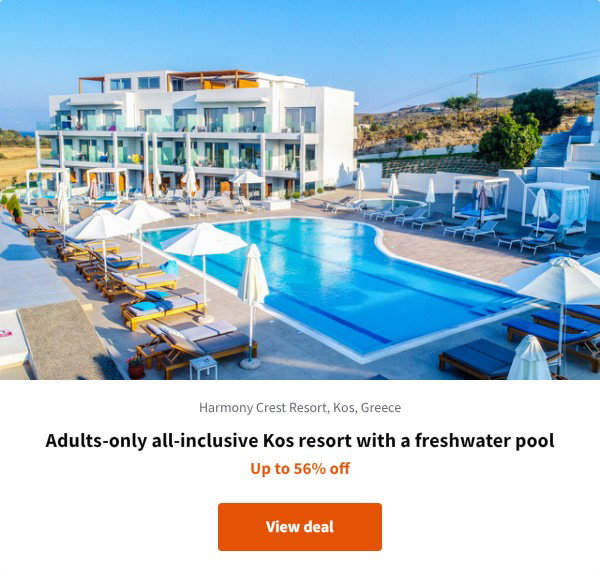 Adults-only all-inclusive Kos resort with a freshwater pool