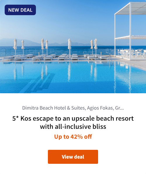 5* Kos escape to an upscale beach resort with all-inclusive bliss