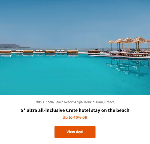 5* ultra all-inclusive Crete hotel stay on the beach