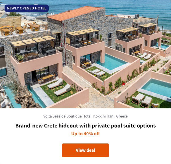 Brand-new Crete hideout with private pool suite options