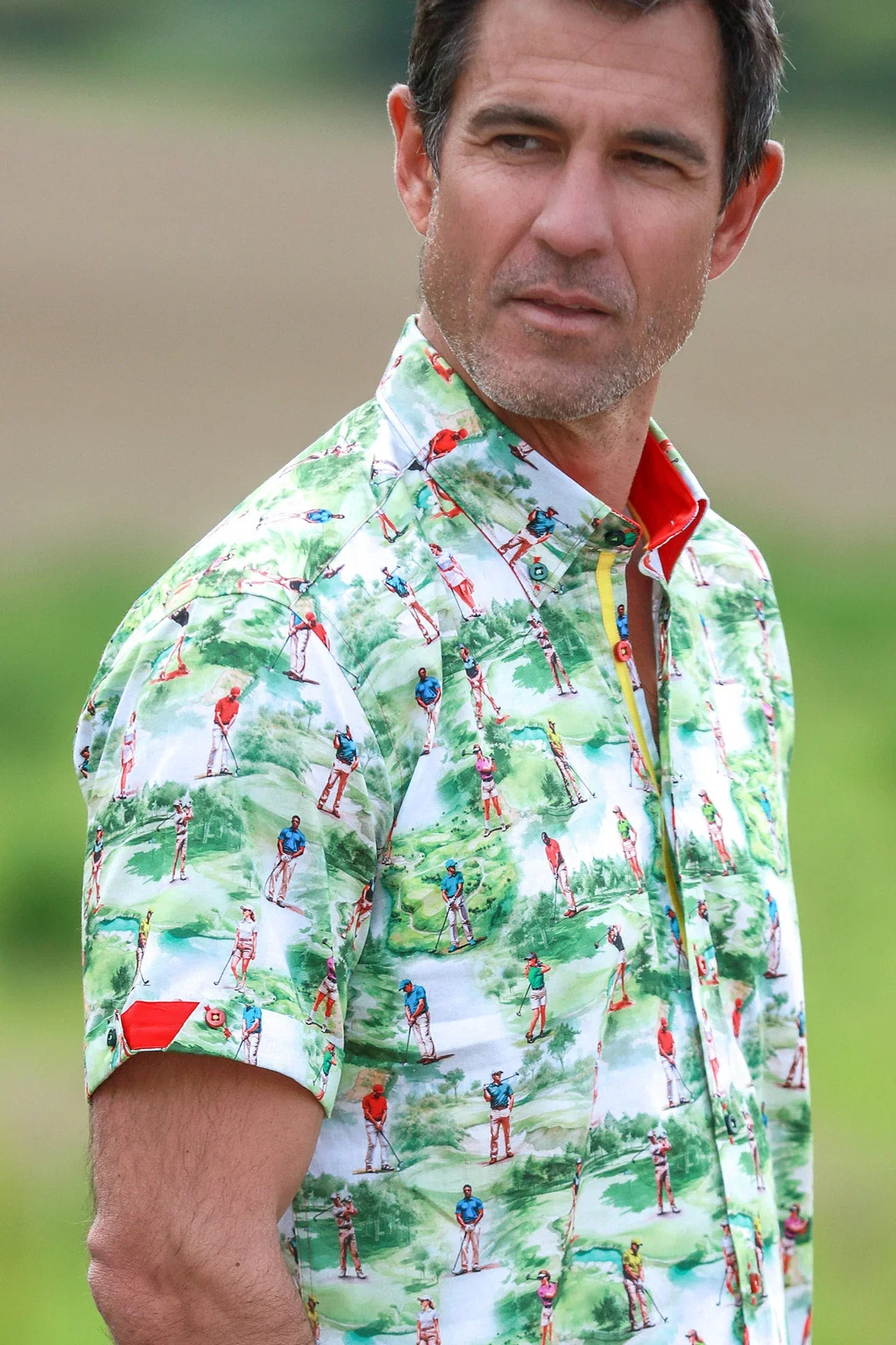 Image of GOLF FAIRWAY PRINT SHORT SLEEVE SHIRT