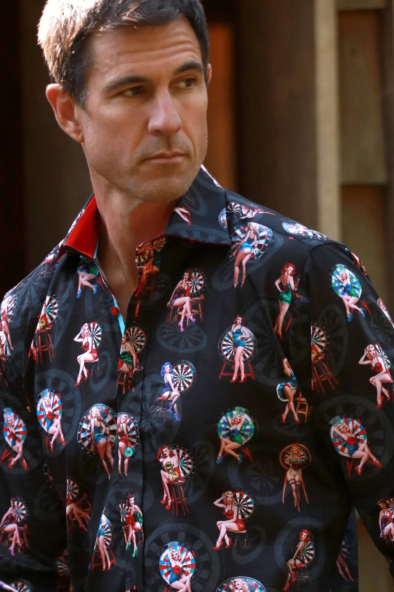 Image of DARTBOARD PINUP PRINT SHIRT