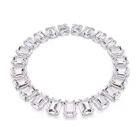 Collana Millenia, Cristalli oversize, Taglio Octagon, Bianca, Placcato rodio