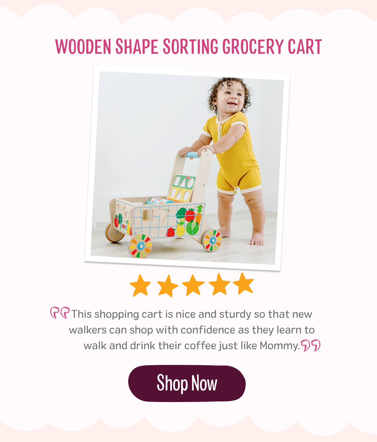 Wooden Shape Sorting Grocery Cart