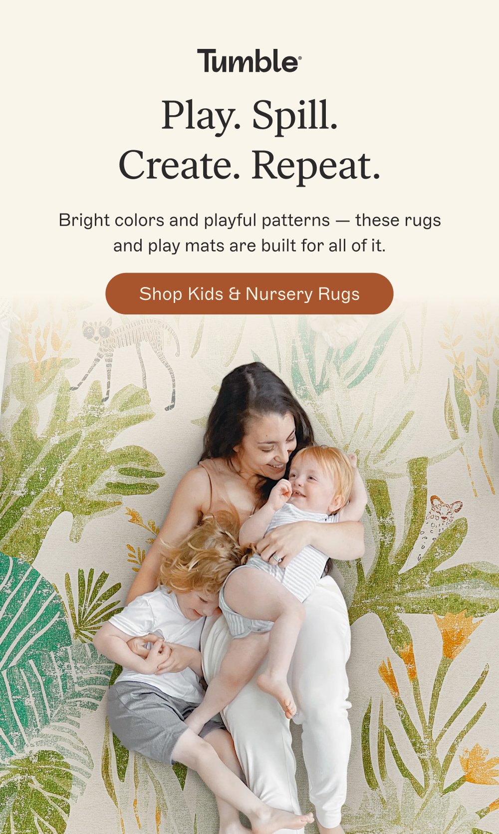 Play. Spill. Create. Repeat. Bright colors and playful patterns — these rugs and play mats are built for all of it. Shop Kids & Nursery Rugs