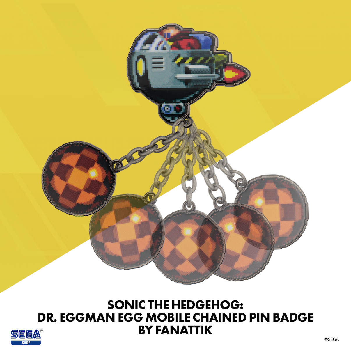 Dr. Eggman Egg Mobile Chained Pin Badge 