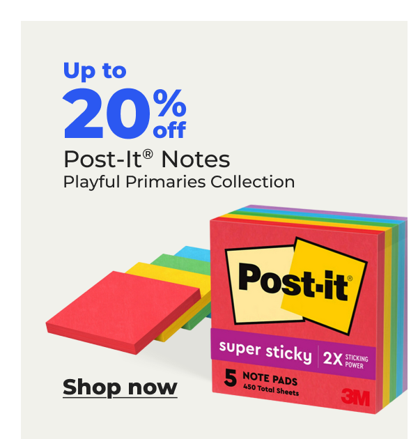 Up to 20% off Post-It® Notes Playful Primaries Collection - Shop now