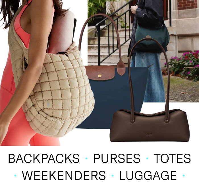 Backpacks, purses, totes, weekenders, luggage