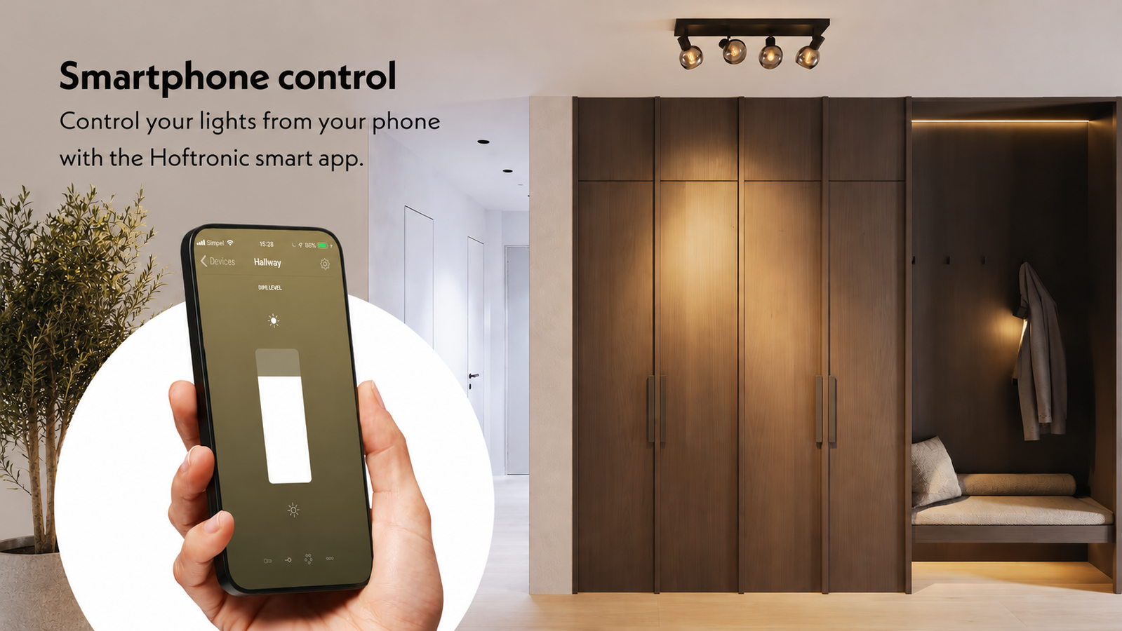 The phone controls the lighting