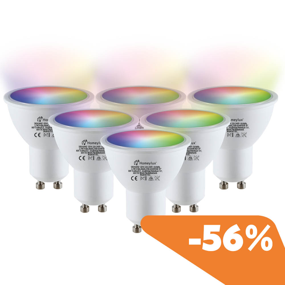 Set of 6 smart GU10 bulbs