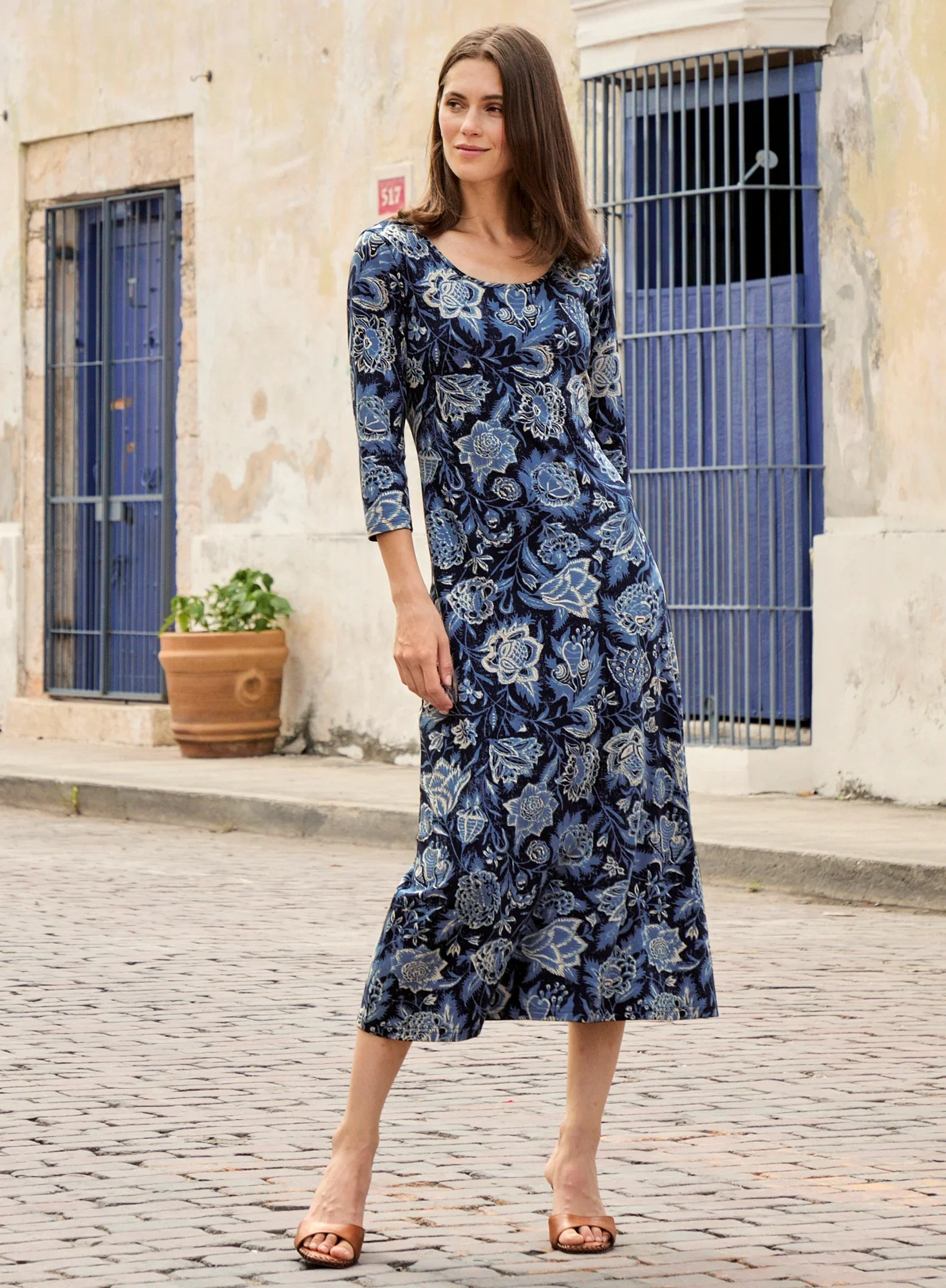 Image of Indigo Chintz Dress