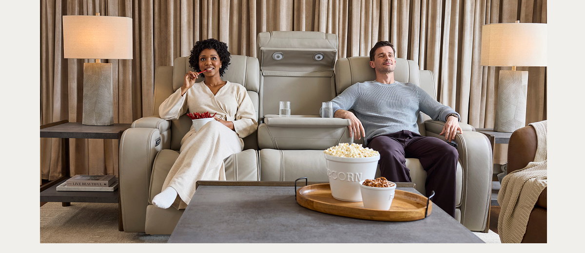 Dreamer Dual Power Leather Reclining Sofa with Audio Seating