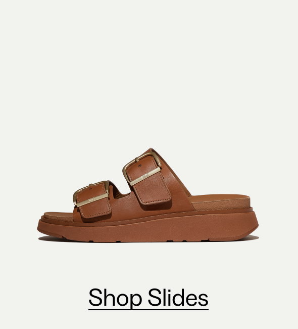 GEN-FF Buckle Two-Bar Leather Slides - Light Tan
