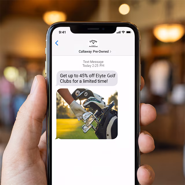 text message from callaway pre owned on a cell phone