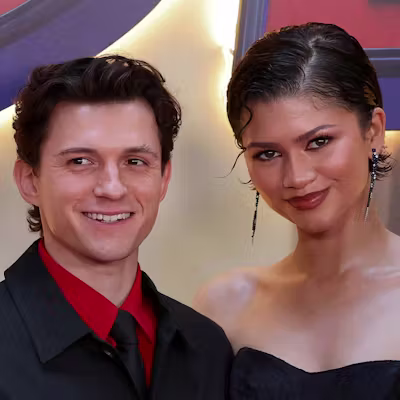 US actress Zendaya and British actor Tom Holland pose during a photocall for « Spider-Man: brand new day »  movie in a hotel in Madrid on June 15, 2026. (Photo by Thomas COEX / AFP via Getty Images)