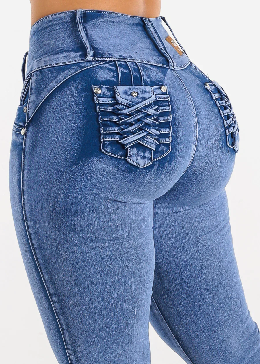 Image of MX JEANS Levanta Cola Blue Skinny Jeans