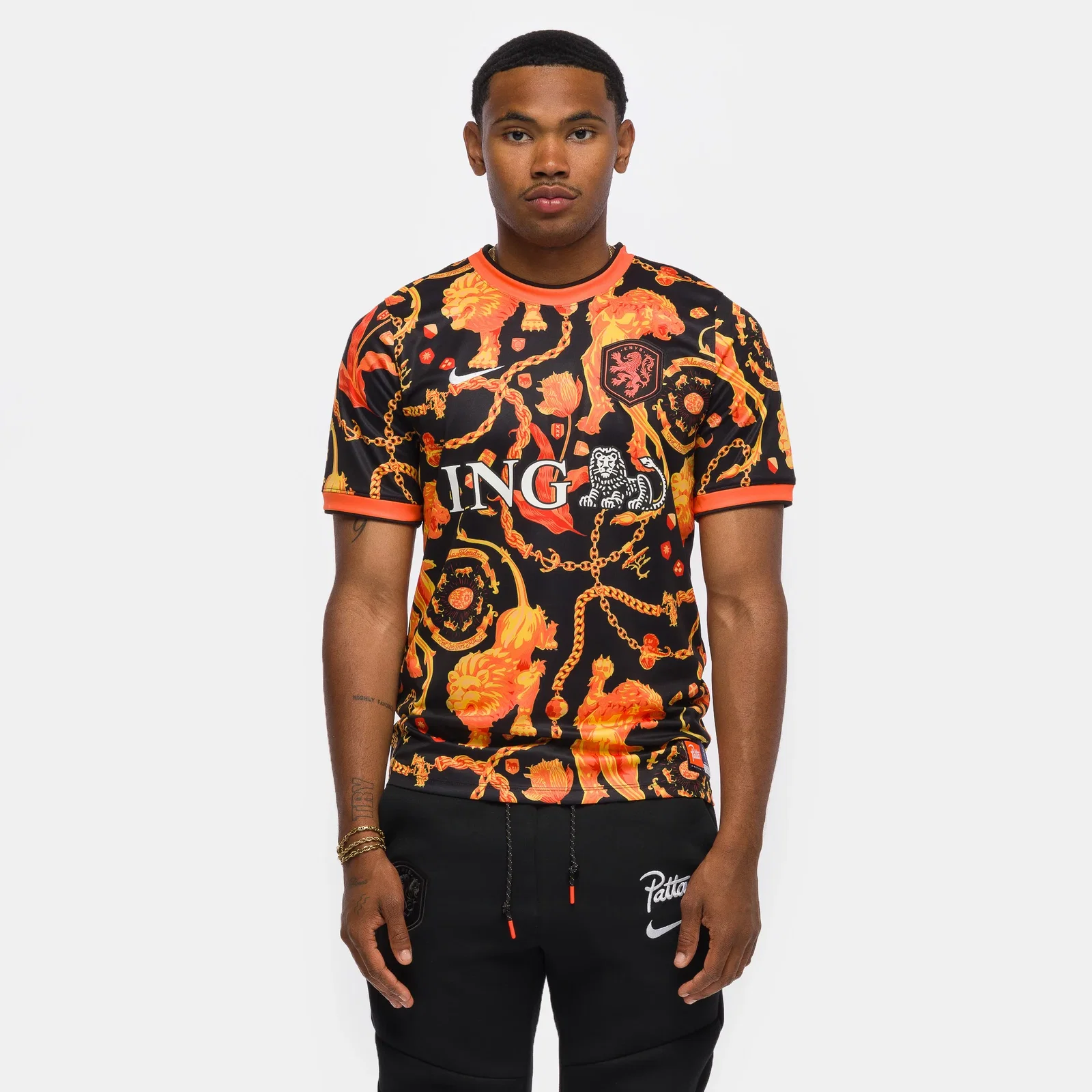 Image of Patta x Netherlands Academy Pro Soccer Top in Black/White