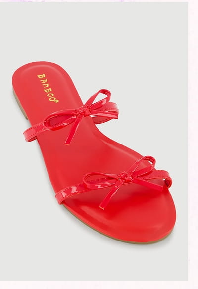 Shop Double Bow Strap Slide Sandals