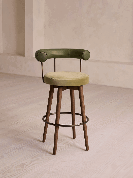 Calvert Barstool, Leather & Velvet