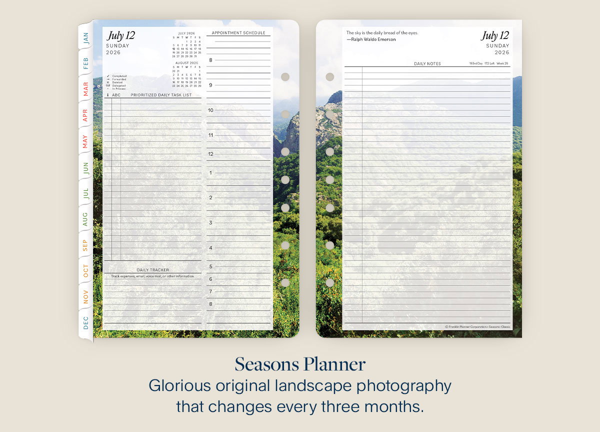 Seasons Planner. Glorious original landscape photography that changes every three months.