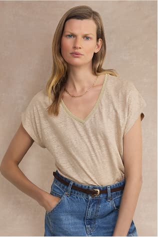 Chiara Linen V-Neck Tee