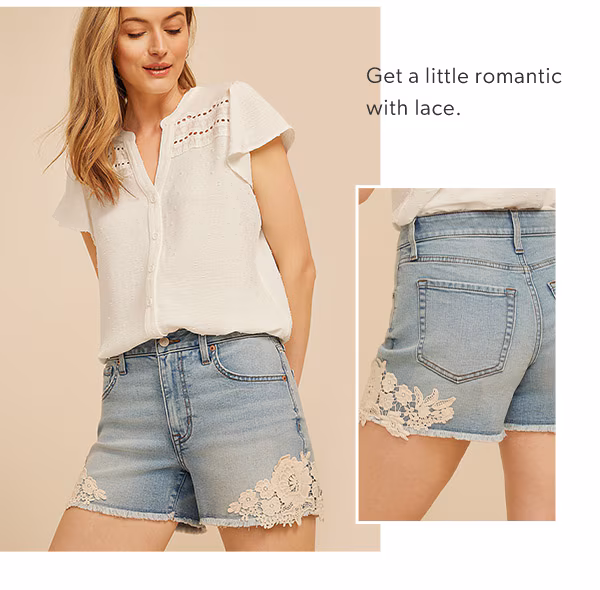 Get a little romantic with lace. Model wearing maurices clothing.
