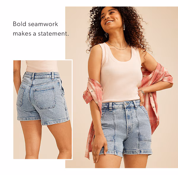 Bold seamwork makes a statement. Model wearing maurices clothing.