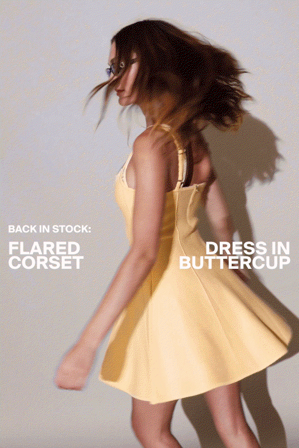 Back In Stock: Flared Corset Dress In Buttercup