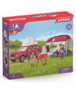Schleich Horse Club Seikkailu autolla ja hevostenkuljetusvaunulla