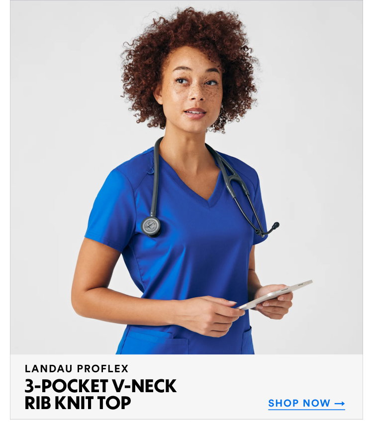 Landau ProFlex | 3-Pocket V-Neck Rib Knit Top | Shop Now