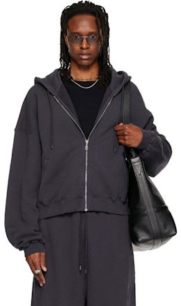 Gray Washed Zip Hoodie