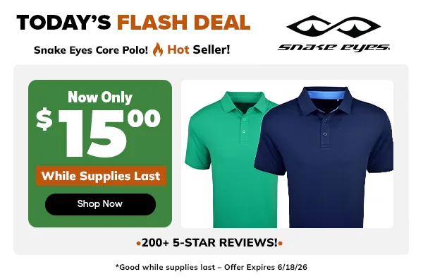 Flash DEAL: $15 Snake Eyes Performance Polos - Shop Now!