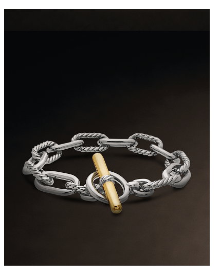 DY Madison® Toggle Chain BraceletSterling Silver with 18K Yellow Gold, 11mm