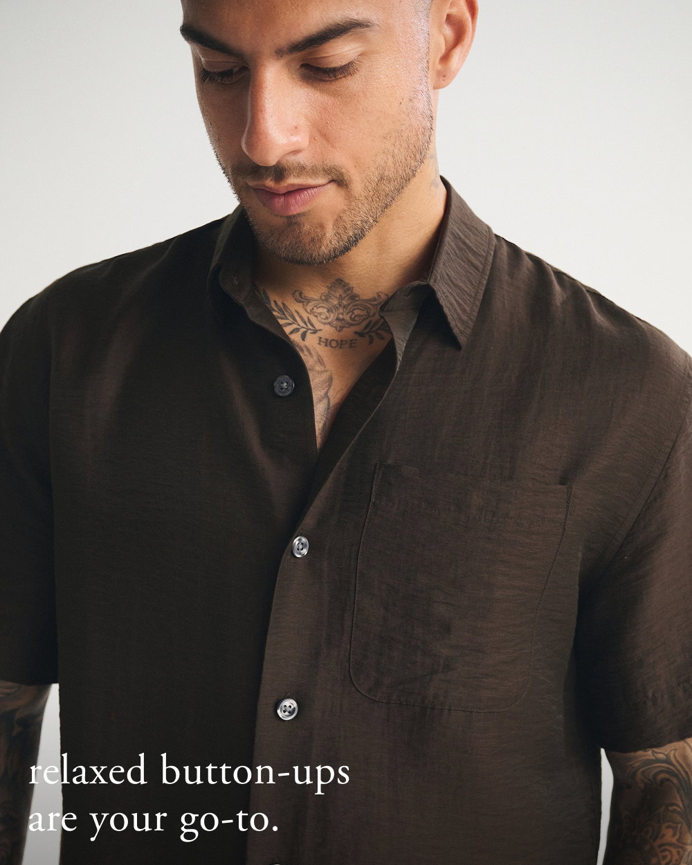 relaxed button-ups are your go-to.