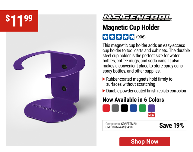 U.S. GENERAL Magnetic Cup Holder, Purple