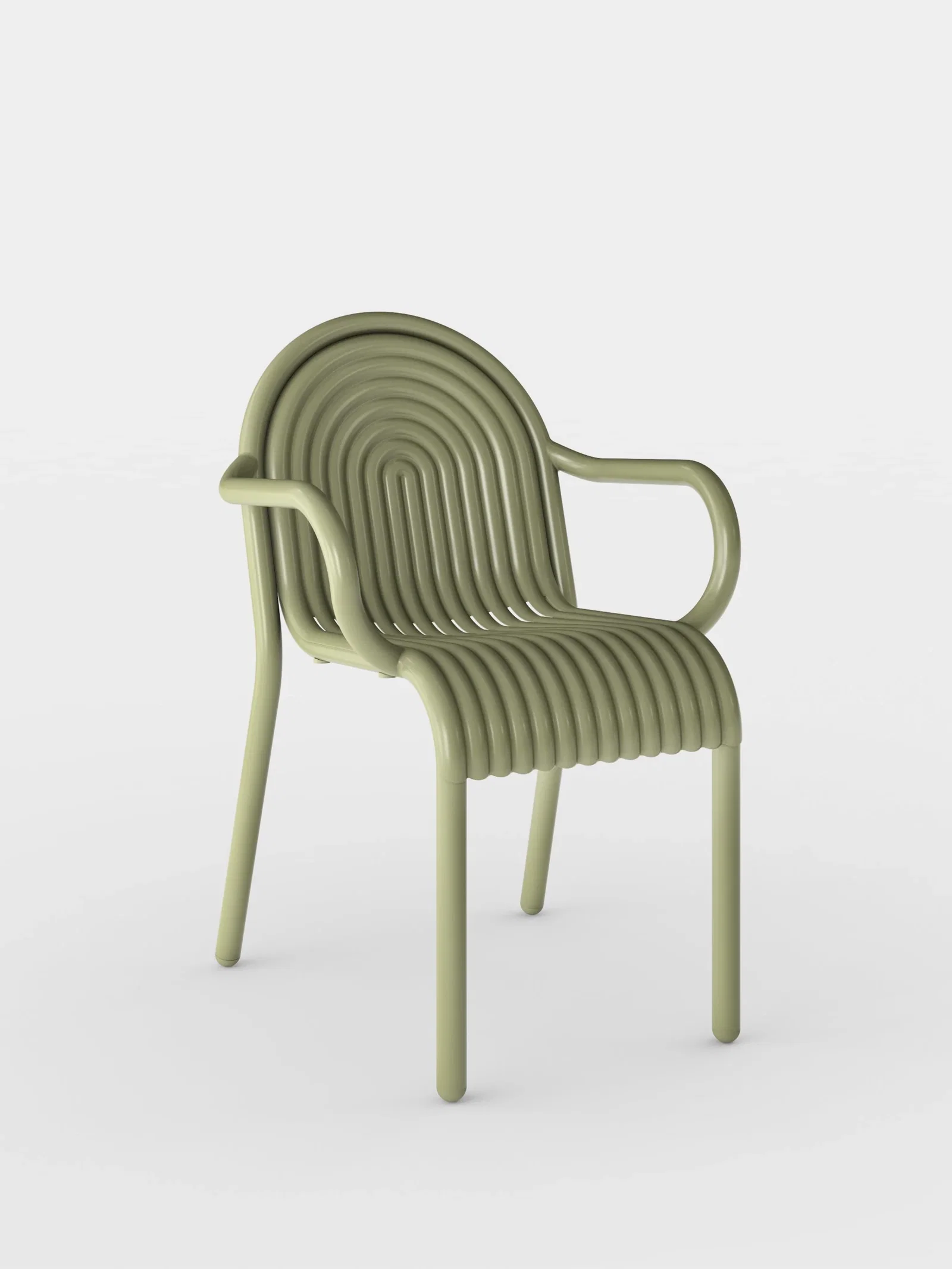 Image of Groove Outdoor Arm Chair | Moss Weather-Resistant Aluminium