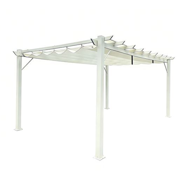 Chillroi Pavillon "Pergola" aus Aluminium, ca. 350 x 505 x 236 cm – Grau-Weiß