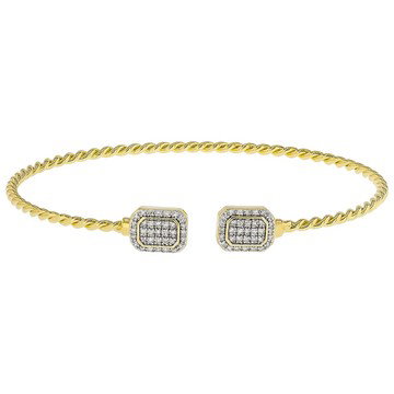 White Lab-grown Diamond G-H SI 18K Gold Over Silver Rope Design Silver Flex Bangle Bracelet 0.25ctw