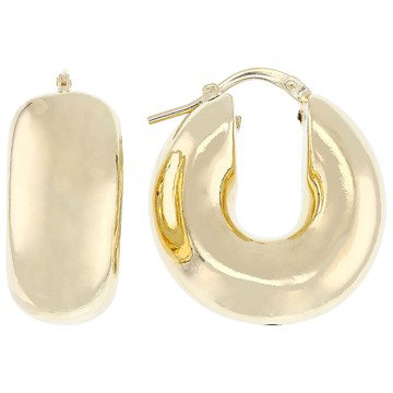 18k Yellow Gold Over Bronze 1\" Hoop Earrings