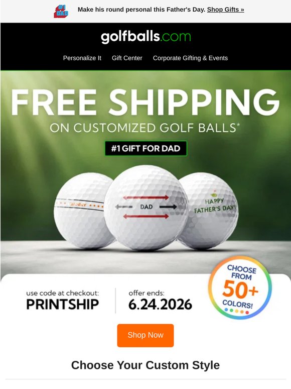 Final Day for Father's Day Delivery on Custom Golf Balls!