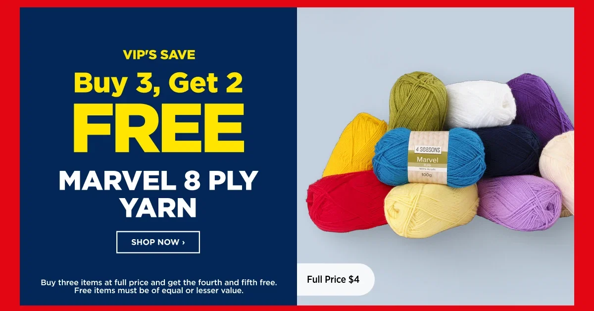 Buy 3 Get 2 Free Marvel 8 Ply Yarn