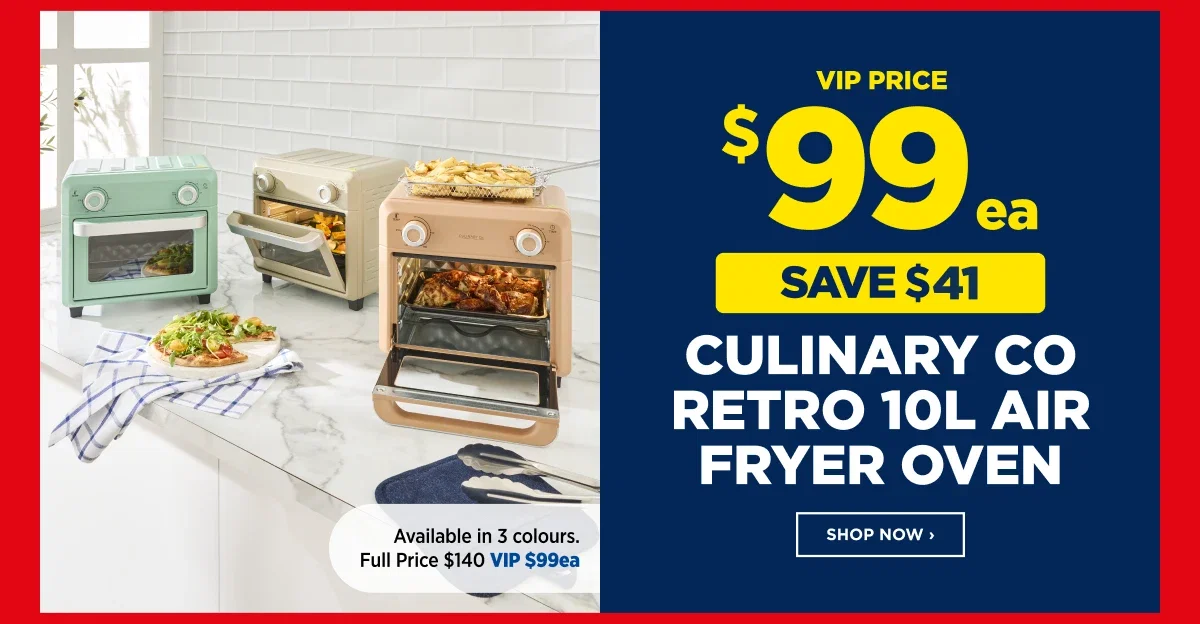 VIP $99ea Culinary Co Retro 10L Air Fryer Oven