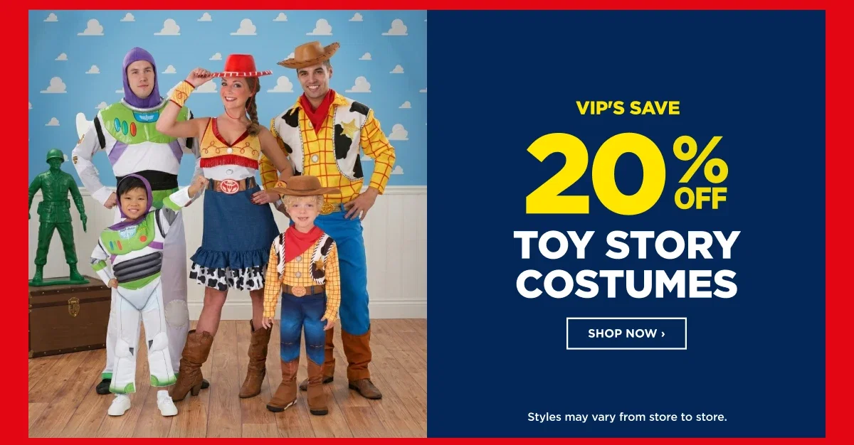 VIP 20%off Toy Story Costumes