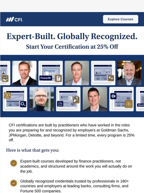 Save 25% on the programs 3 million finance professionals have chosen.
