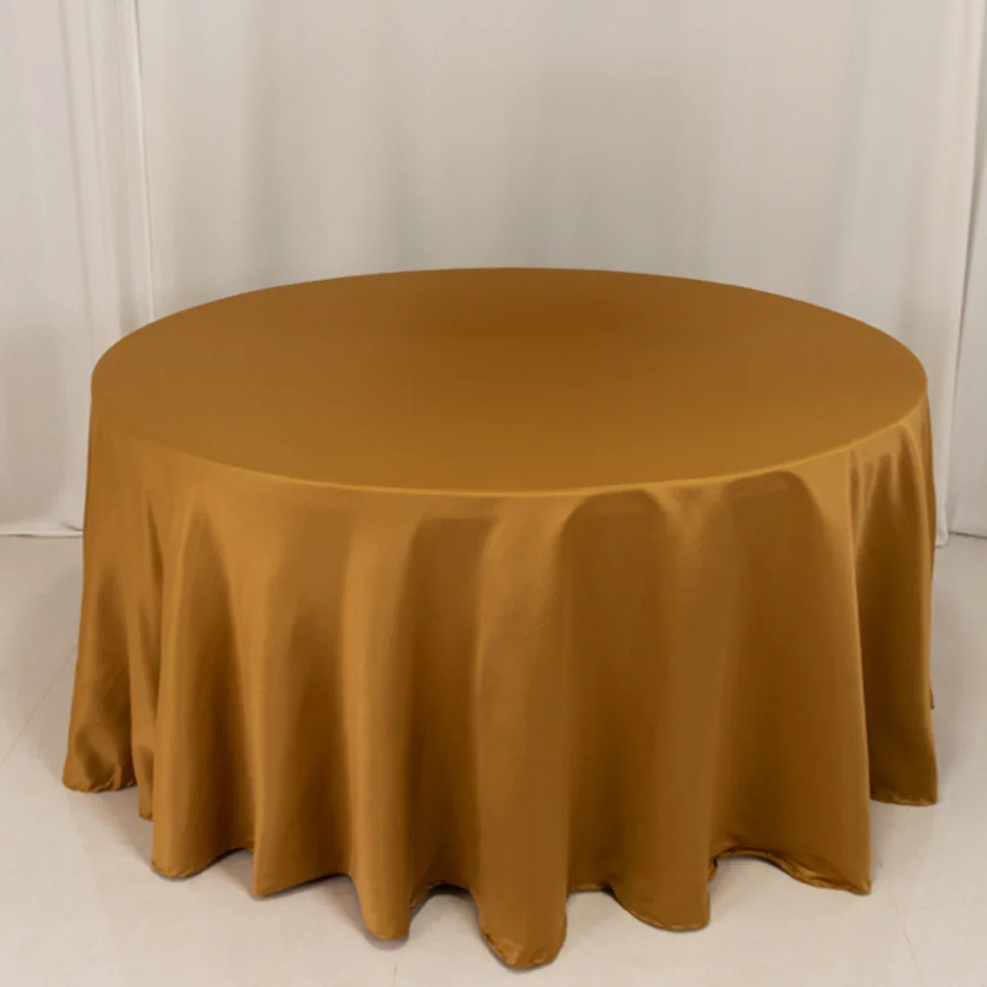 Lamour Satin Round Tablecloth 120 Inch Gold