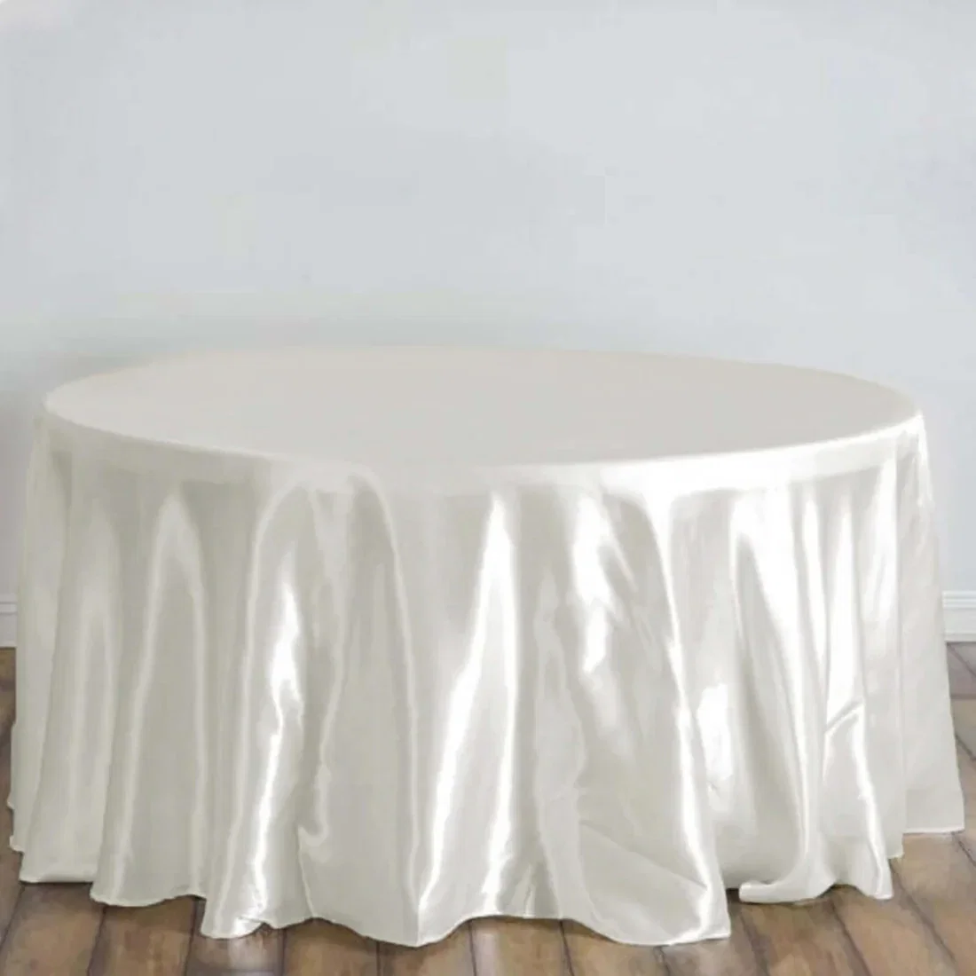 Satin Round Tablecloth 120 Inch Ivory
